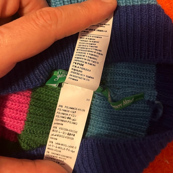 United Colors of Benetton unisex wool and cashmere striped hat tuque NWT - Picture 4 of 6